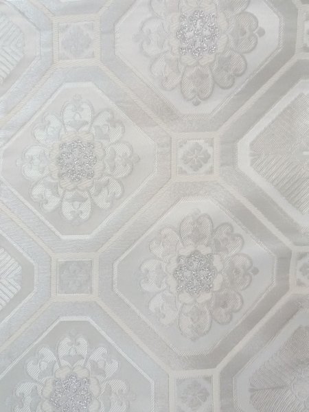 画像2: N0913Y 袋帯 女性用着物 化繊  光沢のある 銀色 唐花 【中古】 【USED】 【リサイクル】 ★★★☆☆ (2)