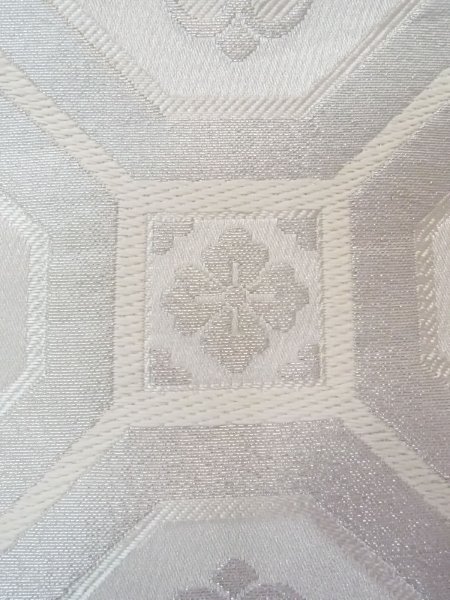 画像5: N0913Y 袋帯 女性用着物 化繊  光沢のある 銀色 唐花 【中古】 【USED】 【リサイクル】 ★★★☆☆ (5)