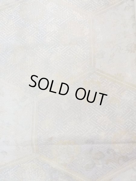 画像4: N0913Z 袋帯 女性用着物 シルク(正絹)  光沢のある 銀色 唐花 【中古】 【USED】 【リサイクル】 ★★★★☆ (4)