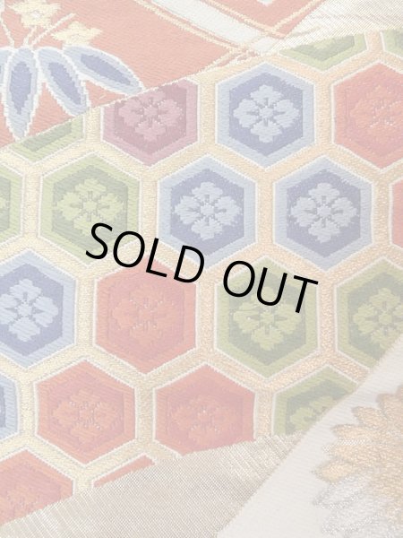 画像6: N0914A 袋帯 女性用着物 シルク(正絹)   橙色 菊 【中古】 【USED】 【リサイクル】 ★★★☆☆ (6)