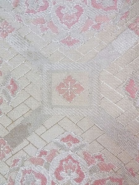 画像5: N0914B 袋帯 女性用着物 シルク(正絹)   銀色 唐花 【中古】 【USED】 【リサイクル】 ★★★☆☆ (5)