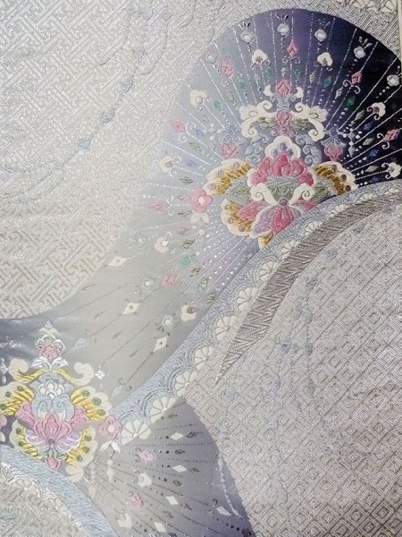 画像3: N0914C 袋帯 女性用着物 シルク(正絹)   銀色 唐花 【中古】 【USED】 【リサイクル】 ★★★★☆ (3)