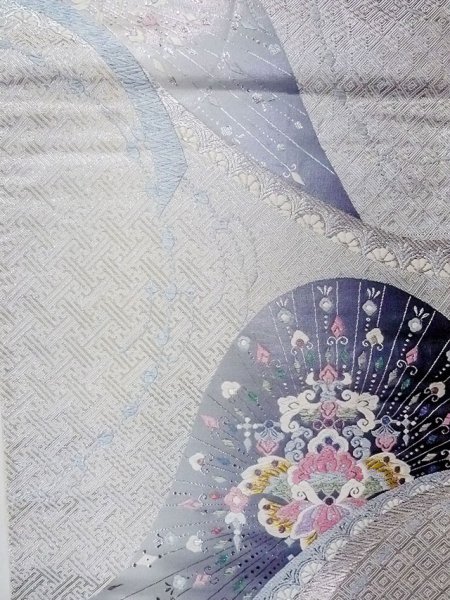 画像4: N0914C 袋帯 女性用着物 シルク(正絹)   銀色 唐花 【中古】 【USED】 【リサイクル】 ★★★★☆ (4)