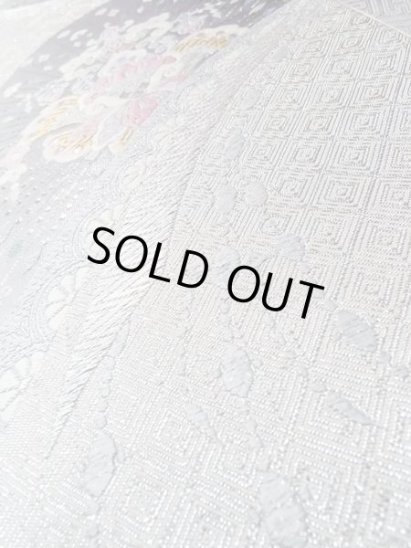 画像8: N0914C 袋帯 女性用着物 シルク（正絹）   銀色 唐花 【中古】 【USED】 【リサイクル】 ★★★★☆ (8)