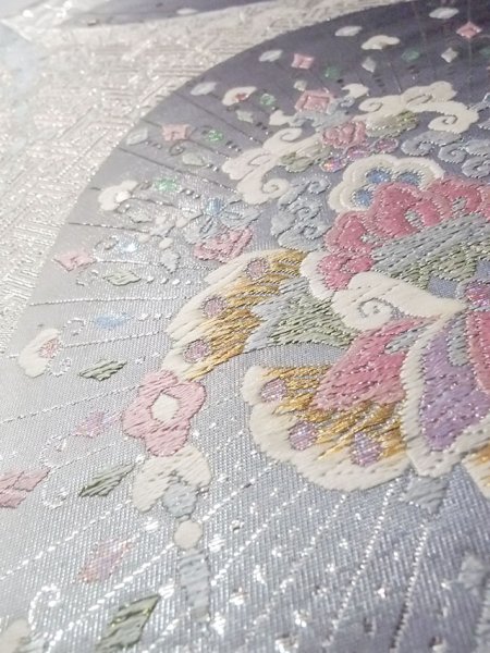 画像9: N0914C 袋帯 女性用着物 シルク(正絹)   銀色 唐花 【中古】 【USED】 【リサイクル】 ★★★★☆ (9)
