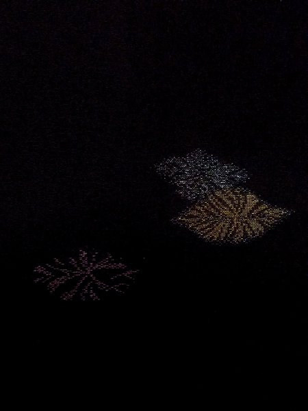 画像7: N0920F  女性用 羽織  シルク（正絹）   黒, 葉 【中古】 【USED】 【リサイクル】 ★★★★☆ (7)