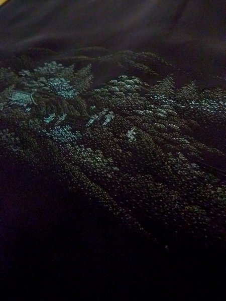 画像7: N0920H  女性用 羽織  シルク（正絹）   黒, 風景 【中古】 【USED】 【リサイクル】 ★★★☆☆ (7)