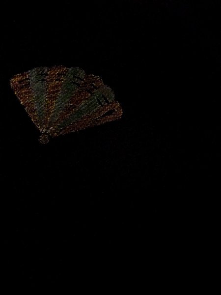 画像4: N0920K  女性用 羽織  シルク（正絹）   黒, 扇 【中古】 【USED】 【リサイクル】 ★★★★☆ (4)