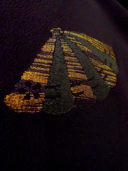 画像8: N0920K  女性用 羽織  シルク（正絹）   黒, 扇 【中古】 【USED】 【リサイクル】 ★★★★☆ (8)