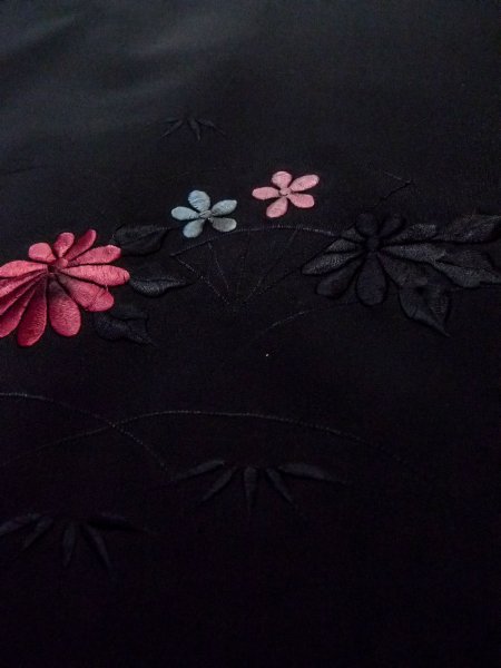 画像8: N0920O Mint  女性用 羽織  化繊   黒, 菊 【中古】 【USED】 【リサイクル】 ★★★★☆ (8)