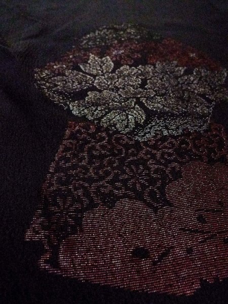 画像9: N0920Q Mint  女性用 羽織  シルク(正絹)   黒, ぼたん 【中古】 【USED】 【リサイクル】 ★★★★☆ (9)
