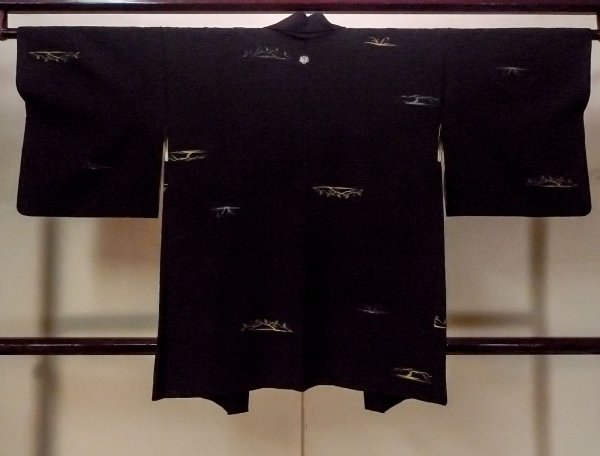 画像2: N0920X Mint  女性用 羽織  シルク(正絹)   黒, 草 【中古】 【USED】 【リサイクル】 ★★★★☆ (2)