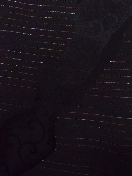 画像8: N0921B Mint  女性用 羽織  シルク(正絹)   黒, 縞 【中古】 【USED】 【リサイクル】 ★★★★☆ (8)