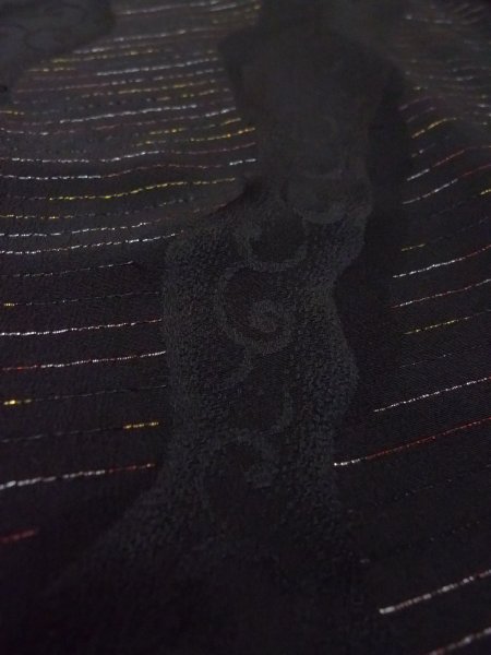 画像11: N0921B Mint  女性用 羽織  シルク(正絹)   黒, 縞 【中古】 【USED】 【リサイクル】 ★★★★☆ (11)