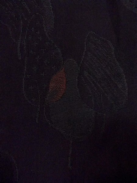 画像6: N0921C  女性用 羽織  シルク(正絹)   黒, 葉 【中古】 【USED】 【リサイクル】 ★★★☆☆ (6)