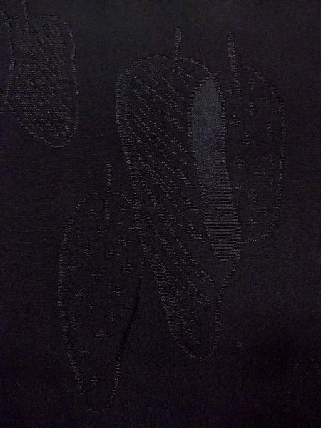 画像7: N0921C  女性用 羽織  シルク(正絹)   黒, 葉 【中古】 【USED】 【リサイクル】 ★★★☆☆ (7)