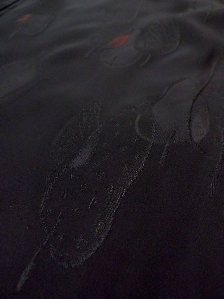 画像9: N0921C  女性用 羽織  シルク(正絹)   黒, 葉 【中古】 【USED】 【リサイクル】 ★★★☆☆ (9)