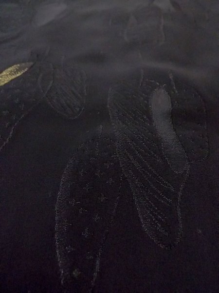 画像10: N0921C  女性用 羽織  シルク(正絹)   黒, 葉 【中古】 【USED】 【リサイクル】 ★★★☆☆ (10)