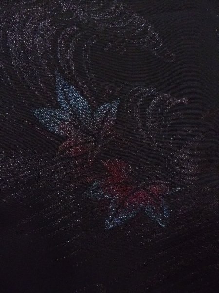 画像5: N0921D Mint  女性用 羽織  シルク(正絹)   黒, もみじ 【中古】 【USED】 【リサイクル】 ★★★★☆ (5)