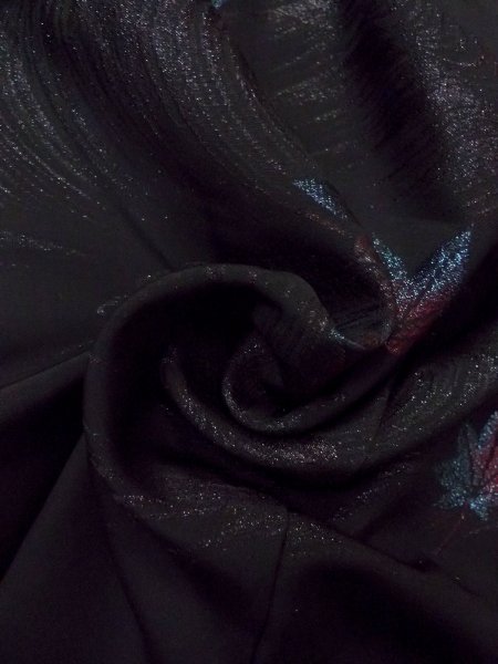 画像12: N0921D Mint  女性用 羽織  シルク(正絹)   黒, もみじ 【中古】 【USED】 【リサイクル】 ★★★★☆ (12)