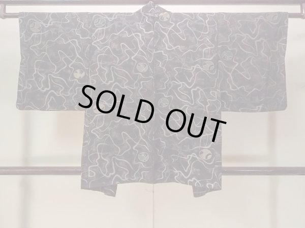 画像2: N0930G 女性用羽織  シルク(正絹) 黒, 丸 【中古】【USED】【リサイクル】 ★★★★☆【N0930G】 (2)