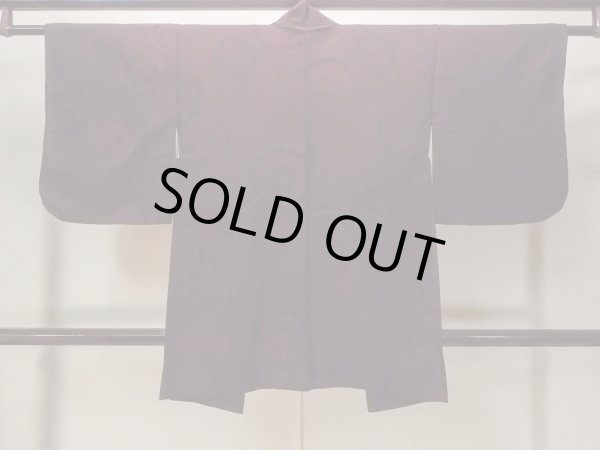 画像2: N0930K 女性用羽織  シルク(正絹) 深いえんじ, 花 【中古】【USED】【リサイクル】 ★★☆☆☆【N0930K】 (2)