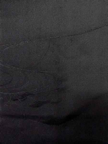 画像7: N0930T 女性用羽織  シルク（正絹） 黒, 草 【中古】【USED】【リサイクル】 ★★★☆☆【N0930T】 (7)