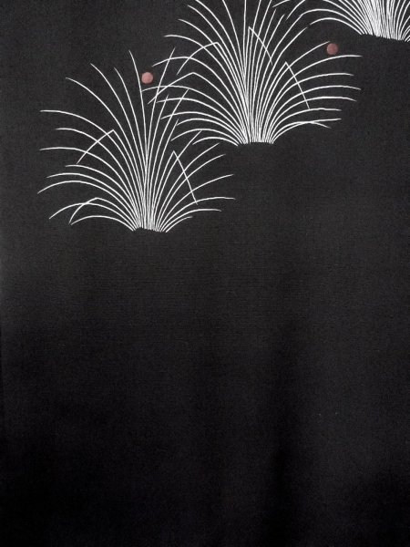 画像4: N0930X 女性用羽織  シルク(正絹) 淡い黒, 草 【中古】【USED】【リサイクル】 ★★★☆☆【N0930X】 (4)