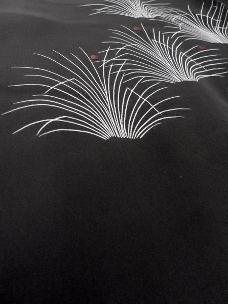 画像10: N0930X 女性用羽織  シルク(正絹) 淡い黒, 草 【中古】【USED】【リサイクル】 ★★★☆☆【N0930X】 (10)