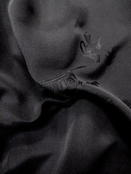 画像13: N0930Z 女性用羽織  シルク(正絹) 黒,  【中古】【USED】【リサイクル】 ★★★☆☆【N0930Z】 (13)