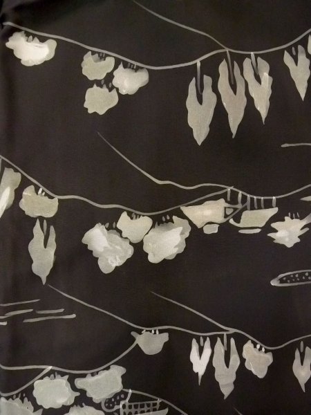 画像3: N0931A 女性用羽織  シルク(正絹) 黒, 家 【中古】【USED】【リサイクル】 ★★☆☆☆【N0931A】 (3)