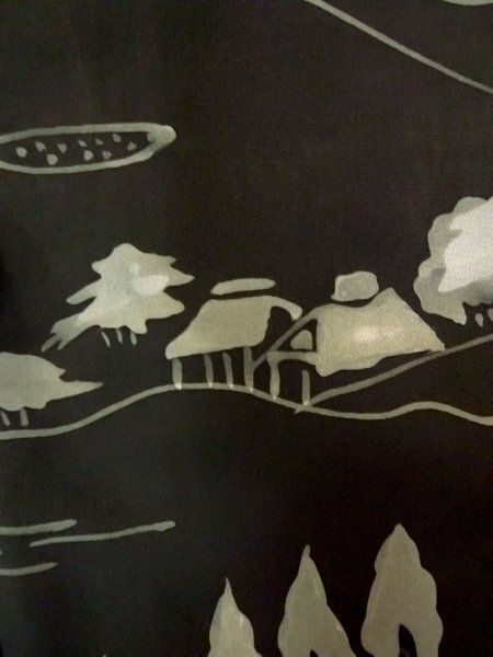 画像7: N0931A 女性用羽織  シルク(正絹) 黒, 家 【中古】【USED】【リサイクル】 ★★☆☆☆【N0931A】 (7)