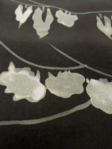 画像8: N0931A 女性用羽織  シルク(正絹) 黒, 家 【中古】【USED】【リサイクル】 ★★☆☆☆【N0931A】 (8)