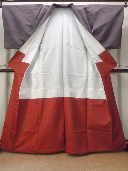 画像2: N1007D 女性用紬  シルク(正絹) 灰色がかった紫色,  【中古】【USED】【リサイクル】 ★★★☆☆【N1007D】 (2)