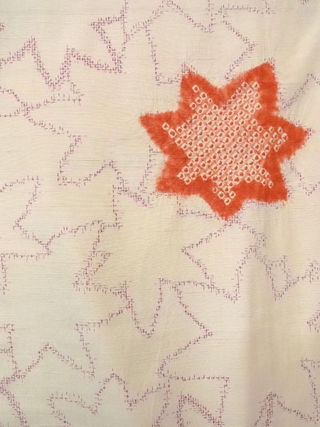 画像4: N1007G 女性用紬  シルク(正絹) アイボリー, もみじ 【中古】【USED】【リサイクル】 ★★★☆☆【N1007G】 (4)