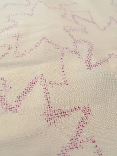 画像10: N1007G 女性用紬  シルク(正絹) アイボリー, もみじ 【中古】【USED】【リサイクル】 ★★★☆☆【N1007G】 (10)