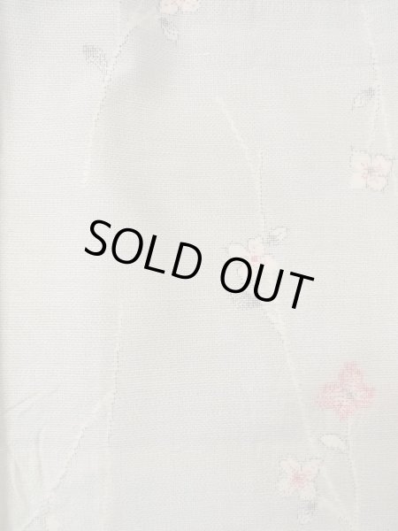 画像3: N1007I 女性用紬  シルク（正絹） 淡い灰色, 花 【中古】【USED】【リサイクル】 ★★★☆☆【N1007I】 (3)