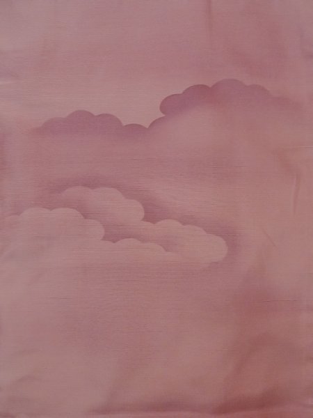 画像3: N1007J 女性用紬  シルク（正絹） 灰色がかったえんじ, 雲 【中古】【USED】【リサイクル】 ★★☆☆☆【N1007J】 (3)