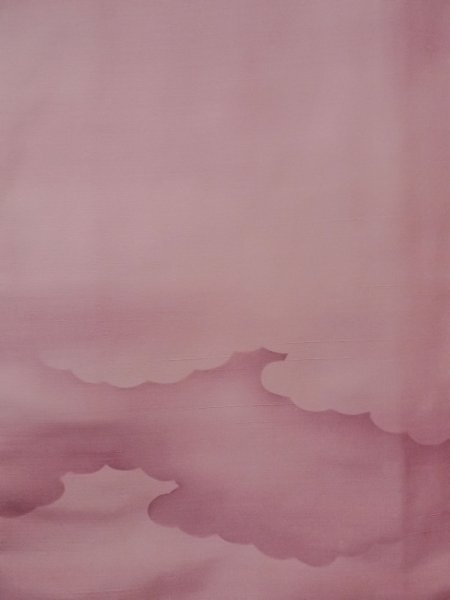 画像5: N1007J 女性用紬  シルク（正絹） 灰色がかったえんじ, 雲 【中古】【USED】【リサイクル】 ★★☆☆☆【N1007J】 (5)