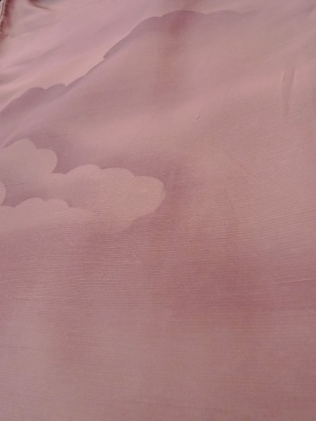 画像9: N1007J 女性用紬  シルク（正絹） 灰色がかったえんじ, 雲 【中古】【USED】【リサイクル】 ★★☆☆☆【N1007J】 (9)