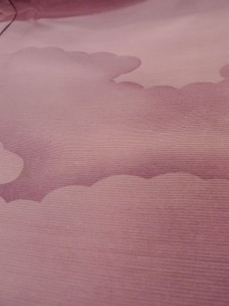 画像10: N1007J 女性用紬  シルク（正絹） 灰色がかったえんじ, 雲 【中古】【USED】【リサイクル】 ★★☆☆☆【N1007J】 (10)