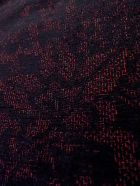 画像9: N1007K 女性用紬  シルク(正絹) 黒, 唐花 【中古】【USED】【リサイクル】 ★★★★★【N1007K】 (9)