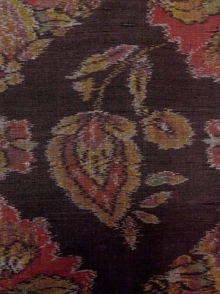 画像6: N1007P 女性用紬 十日町紬 シルク(正絹) 深い茶色, 唐花 【中古】【USED】【リサイクル】 ★★★★☆【N1007P】 (6)