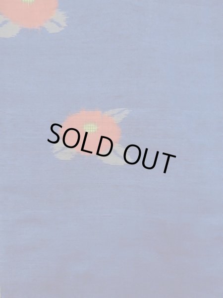 画像3: N1007T 女性用紬  シルク（正絹） 鮮やか青, 菊 【中古】【USED】【リサイクル】 ★★★☆☆【N1007T】 (3)