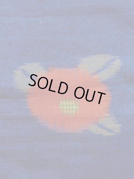 画像6: N1007T 女性用紬  シルク（正絹） 鮮やか青, 菊 【中古】【USED】【リサイクル】 ★★★☆☆【N1007T】 (6)