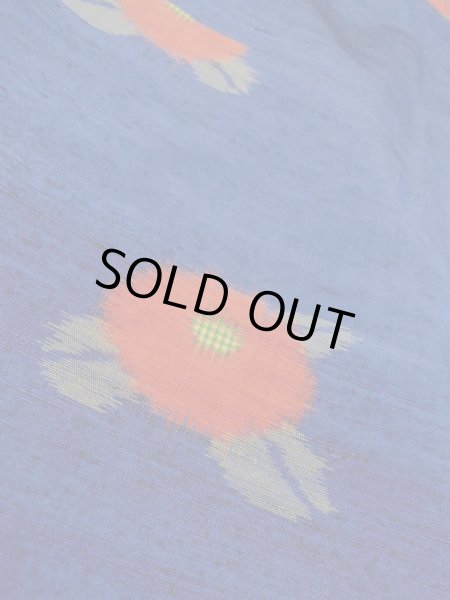 画像7: N1007T 女性用紬  シルク（正絹） 鮮やか青, 菊 【中古】【USED】【リサイクル】 ★★★☆☆【N1007T】 (7)