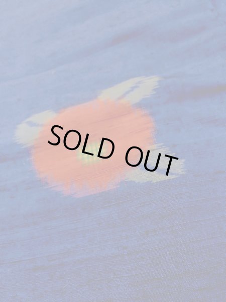 画像8: N1007T 女性用紬  シルク（正絹） 鮮やか青, 菊 【中古】【USED】【リサイクル】 ★★★☆☆【N1007T】 (8)