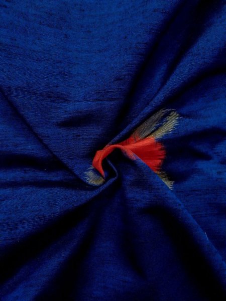 画像9: N1007T 女性用紬  シルク(正絹) 鮮やか青, 菊 【中古】【USED】【リサイクル】 ★★★☆☆【N1007T】 (9)