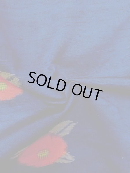 画像10: N1007T 女性用紬  シルク（正絹） 鮮やか青, 菊 【中古】【USED】【リサイクル】 ★★★☆☆【N1007T】 (10)