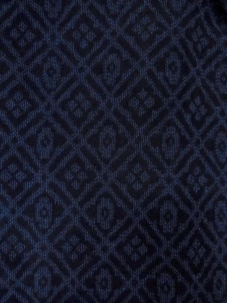 画像3: N1007W 男性用紬 十日町紬 シルク(正絹) 深い藍, 花菱 【中古】【USED】【リサイクル】 ★★★★☆【N1007W】 (3)